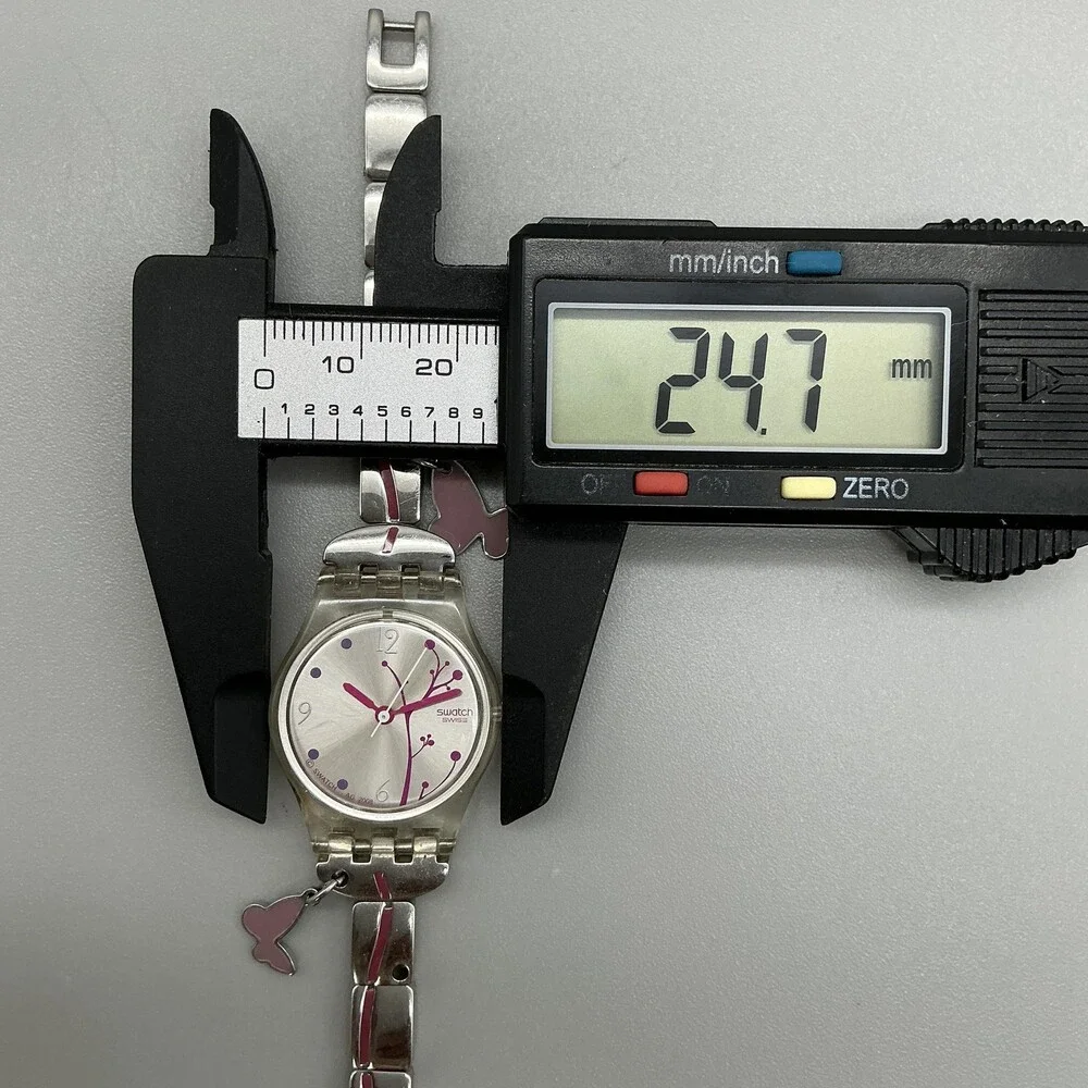 Swatch Butterfly 2009 Womens Watch 25mm Silver Tone Pink Charm New Battery 6.75
